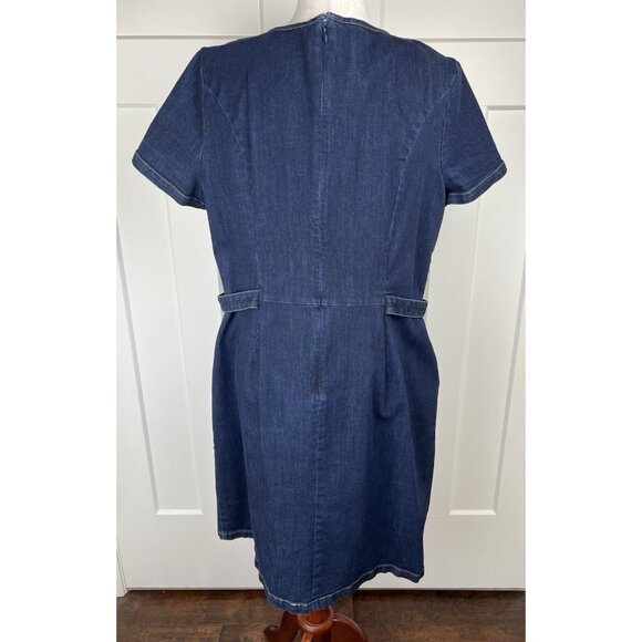 Vintage Liz Claiborne Denim Sheath Dress Size 16 Pockets Classic Minimalist - Picture 6 of 9